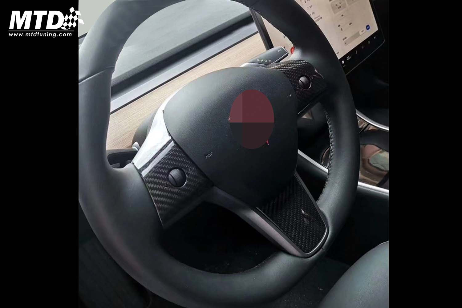tesla model 3/y steering wheel trim dry carbon fiber 